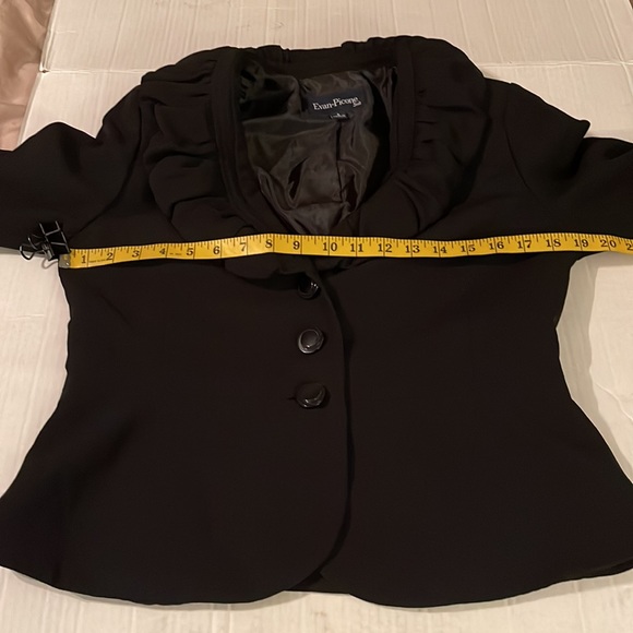 ⏳♻️ Evan Picone Suit Black Ruffle Blazer size 8 - Picture 8 of 9